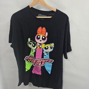 The Powerpuff Girls Black 100% Cotton Short Sleeved T-Shirt Size Large
